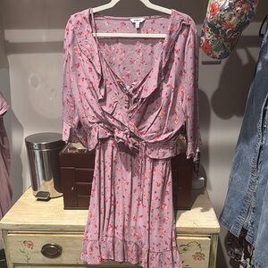 Floral Pink Express Dress with over shirt